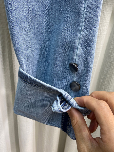 Naiste vabaaja teksapüksid taskutega-sirge mudel