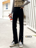 Γυναικεία τζιν ίσιο μοντέλο με υψηλή μέση σε μαύρο χρώμα