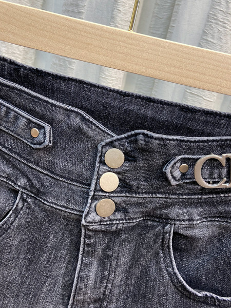 Stiilsed naiste elastsed teksad taskute ja kõrge vöökohaga