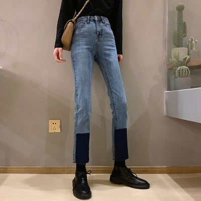 Kevad-sügis teksapükste sirge kõrge vöökohaga mudel