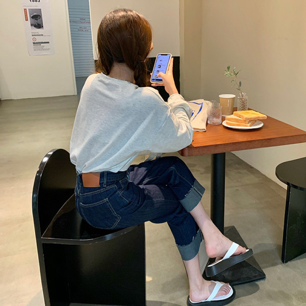 Ежедневни дънки широк модел с маншет