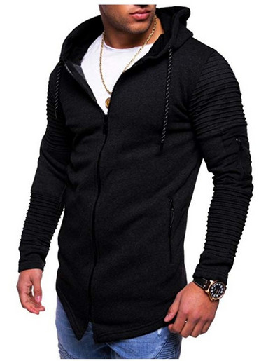 Μοντέρνό ανδρικό φούτερ με κουκούλα και φερμουάρ