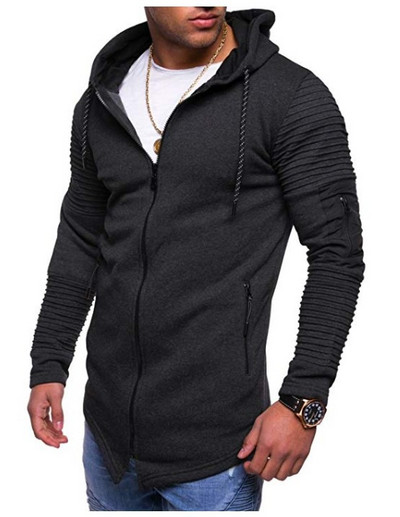 Μοντέρνό ανδρικό φούτερ με κουκούλα και φερμουάρ