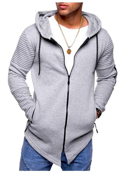 Μοντέρνό ανδρικό φούτερ με κουκούλα και φερμουάρ