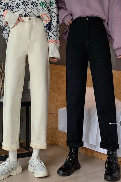 Kõrge vöökohaga vabaaja teksad naistele