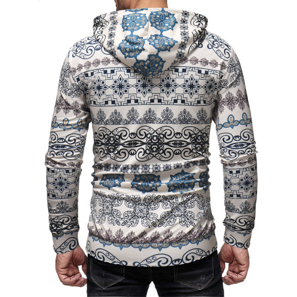 Meeste kaasaegne dressipluus mustrilise kapuutsi ja lipsudega