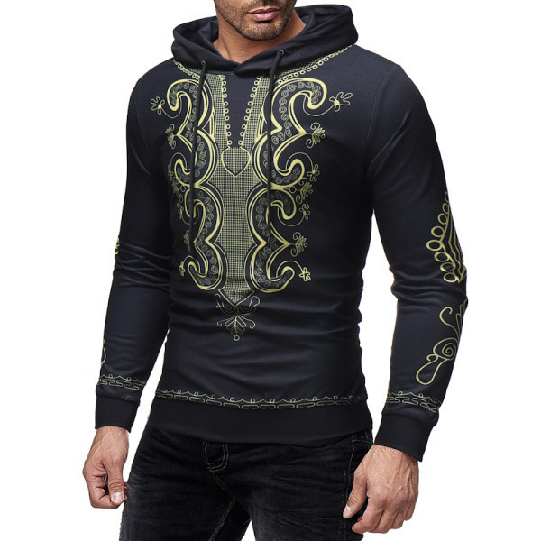 Актуален мъжки суичър с апликация и качулка