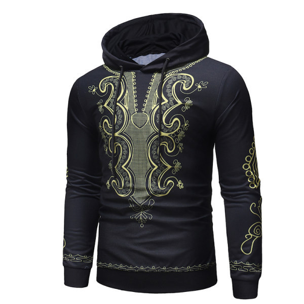 Актуален мъжки суичър с апликация и качулка