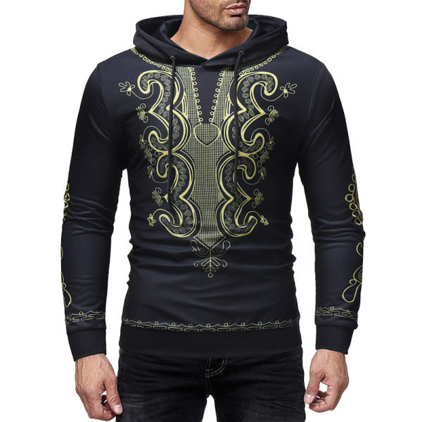 Актуален мъжки суичър с апликация и качулка