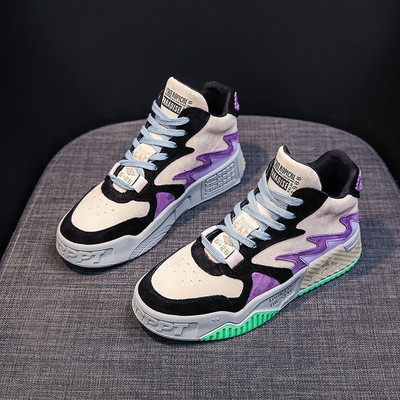 Νέο μοντέλο χρωματιστά γυναικεία αθλητικά παπούτσια με κορδόνια και επίπεδη σόλα