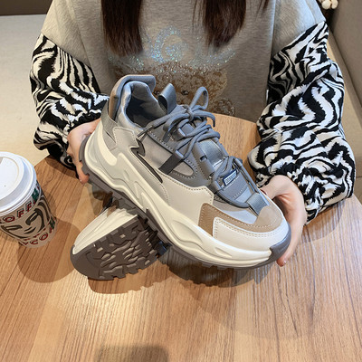 Γυναικεία αθλητικα πάνινα παπούτσια με πλατφόρμα και κορδόνια 6 cm