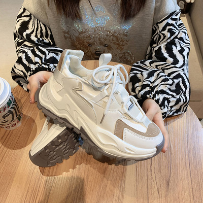 Γυναικεία αθλητικα πάνινα παπούτσια με πλατφόρμα και κορδόνια 6 cm