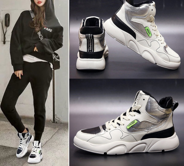 Μοντέρνα γυναικεία αθλητικά παπούτσια με κορδόνια και επίπεδη σόλα