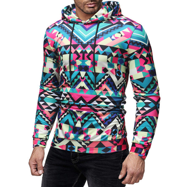 Praegune mustri ja kapuutsiga meeste dressipluus