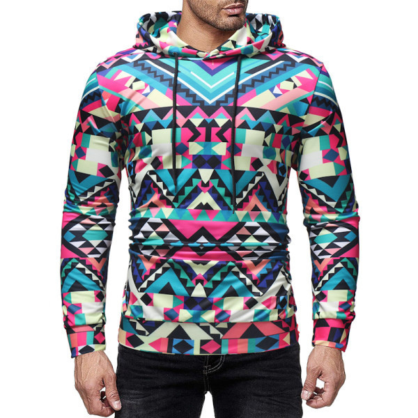 Praegune mustri ja kapuutsiga meeste dressipluus