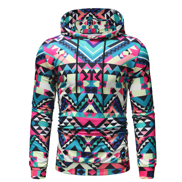 Praegune mustri ja kapuutsiga meeste dressipluus