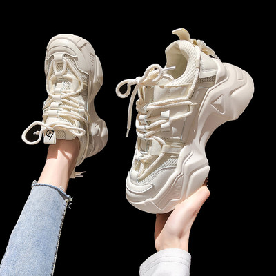 Γυναικεία casual πάνινα παπούτσια με τραχιά σόλα και κορδόνια σε τρία χρώματα