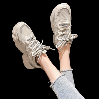 Γυναικεία casual πάνινα παπούτσια με κορδόνια και γυαλιστερό μοτίβο