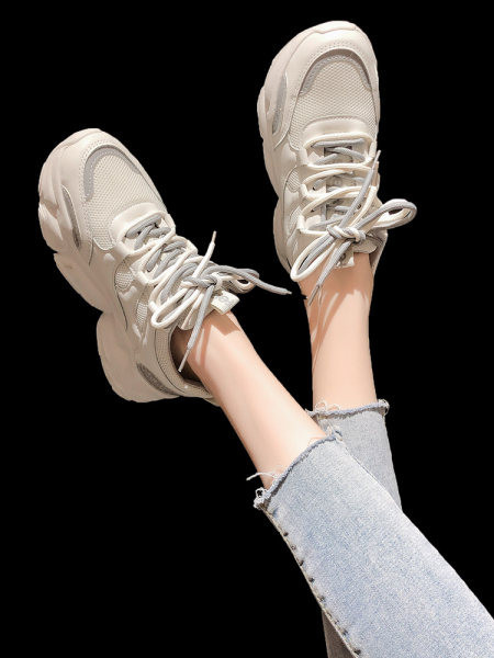 Γυναικεία casual πάνινα παπούτσια με κορδόνια και γυαλιστερό μοτίβο