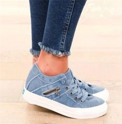 Γυναικεία αθλητικά παπούτσια με φερμουάρ και κορδόνια