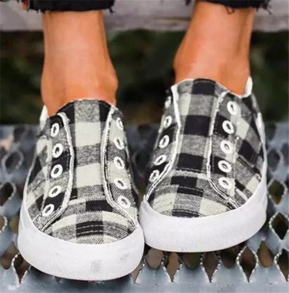 Καθημερινά καρό αθλητικά παπούτσια χωρίς κορδόνια