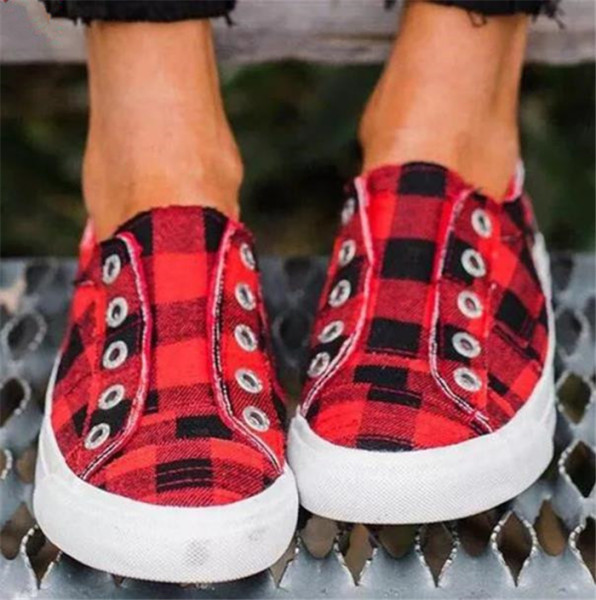 Καθημερινά καρό αθλητικά παπούτσια χωρίς κορδόνια