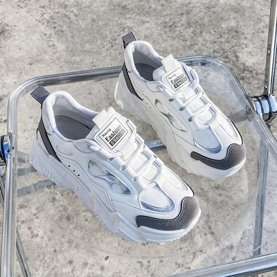 Γυναικεία casual αθλητικά παπούτσια με ψηλή σόλα και κορδόνια