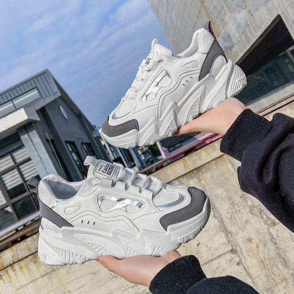 Γυναικεία casual αθλητικά παπούτσια με ψηλή σόλα και κορδόνια