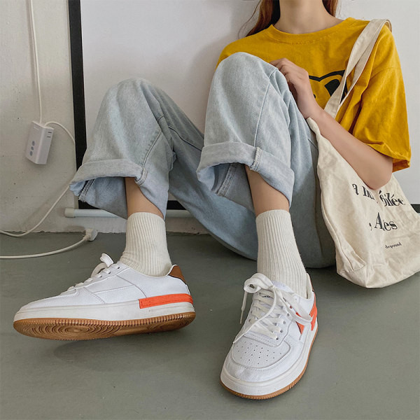 Casual αθλητικά παπούτσια από οικολογικό δέρμα σε επίπεδη σόλα