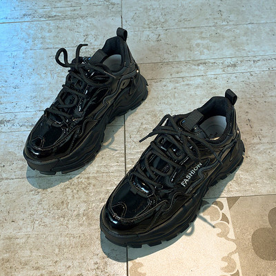 Γυναικεία έκο δερμάτινα αθλητικά παπούτσια με πλατφόρμα