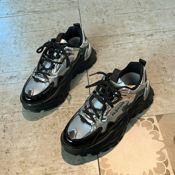 Γυναικεία έκο δερμάτινα αθλητικά παπούτσια με πλατφόρμα