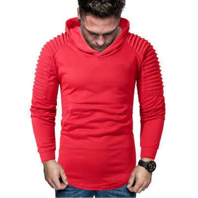 Мъжки суичър без закопчаване изчистен модел с качулка