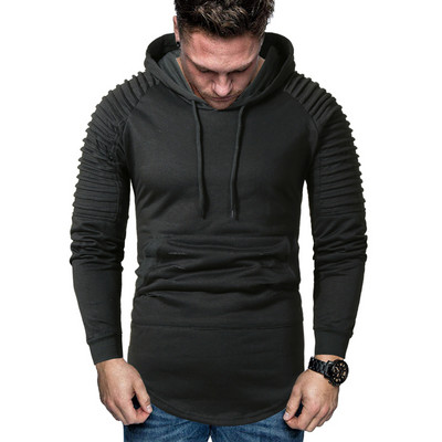 Мъжки суичър без закопчаване изчистен модел с качулка