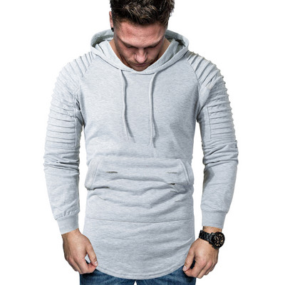 Мъжки суичър без закопчаване изчистен модел с качулка