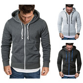 Ανδρικό μοντέρνο φούτερ με κουκούλα και κορδόνια