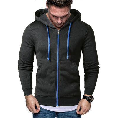 Ανδρικό μοντέρνο φούτερ με κουκούλα και κορδόνια