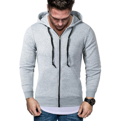 Ανδρικό μοντέρνο φούτερ με κουκούλα και κορδόνια