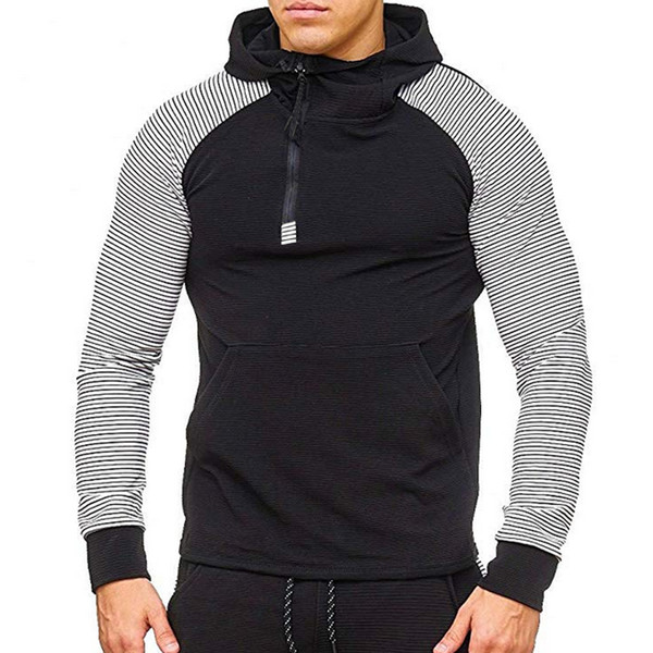 Ανδρικό καθημερινό ριγέ φούτερ με κουκούλα