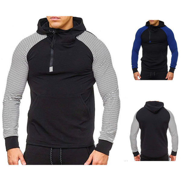 Ανδρικό καθημερινό ριγέ φούτερ με κουκούλα