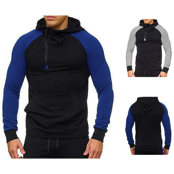 Ανδρικό καθημερινό ριγέ φούτερ με κουκούλα