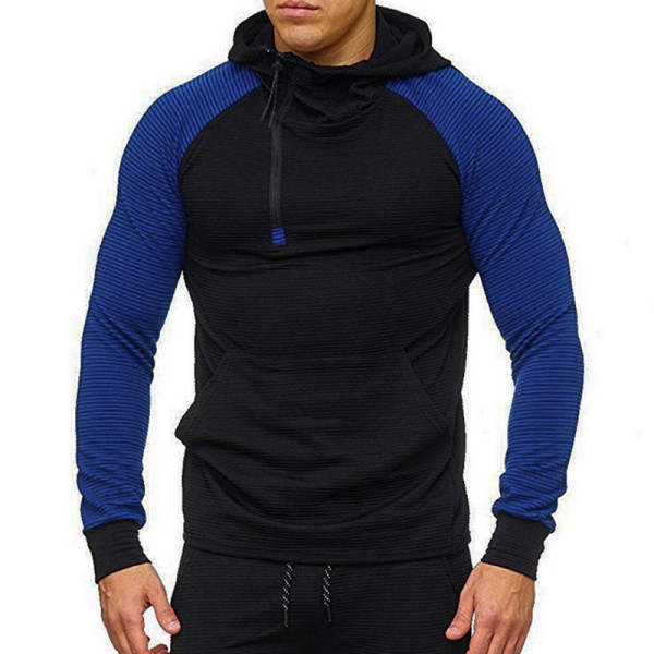 Ανδρικό καθημερινό ριγέ φούτερ με κουκούλα