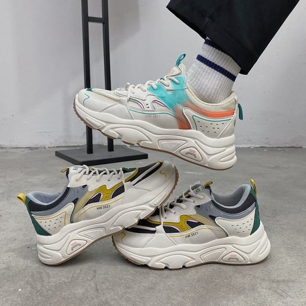 Πολύχρωμα γυναικεία αθλητικά παπούτσια με ψηλή σόλα και κορδόνια