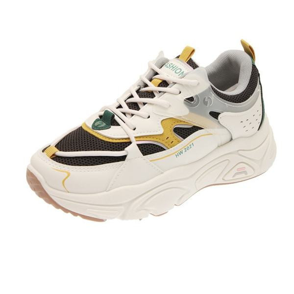 Πολύχρωμα γυναικεία αθλητικά παπούτσια με ψηλή σόλα και κορδόνια