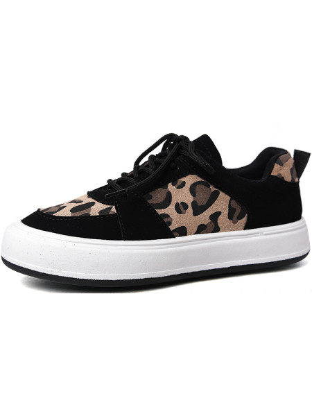 Γυναικεία μοντέρνα αθλητικά παπούτσια με άνιμαλ πριντ και επίπεδη σόλα