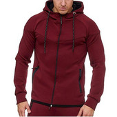 Мъжки суичър изчистен модел със закопчаване и връзки