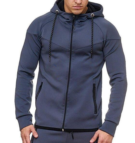 Мъжки суичър изчистен модел със закопчаване и връзки