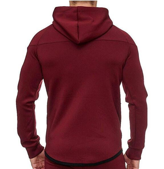 Мъжки суичър изчистен модел със закопчаване и връзки