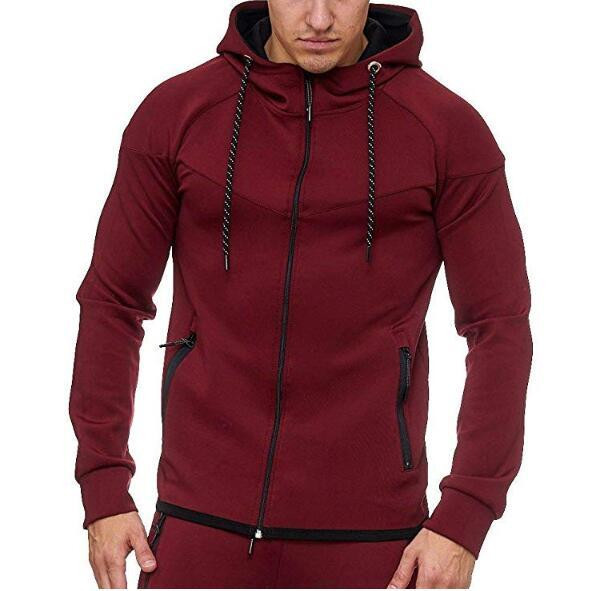 Мъжки суичър изчистен модел със закопчаване и връзки