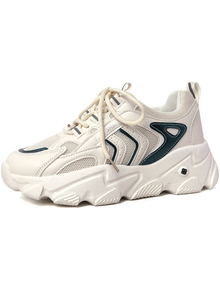 Γυναικεία αθλητικά παπούτσια με κορδόνια - πλατφόρμα 6 cm