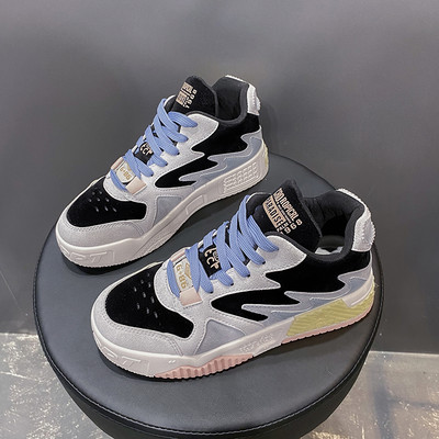 Γυναικεία casual αθλητικά παπούτσια από οικολογικό σουέτ με κορδόνια και επίπεδη σόλα